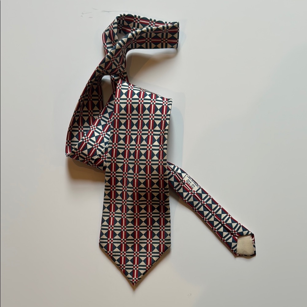 Hermes Red and Black Geometric Tie Accessories